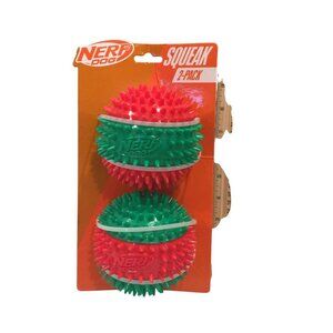 Nerf Holiday Red Green Squeak Spikey Balls Set of 2